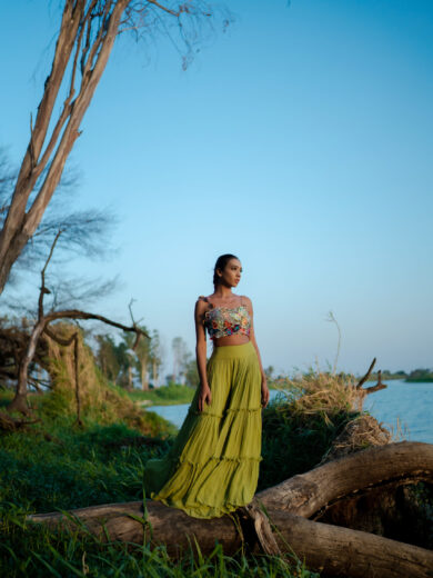 Top and pleated flowy Sharara