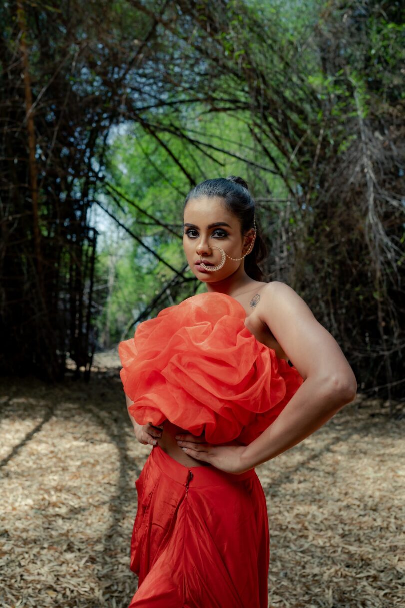 Crepe Skirt and Organza Top Set - Image 2
