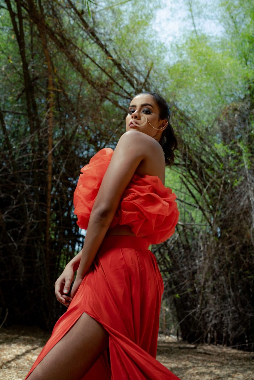 Crepe Skirt and Organza Top Set - Image 3