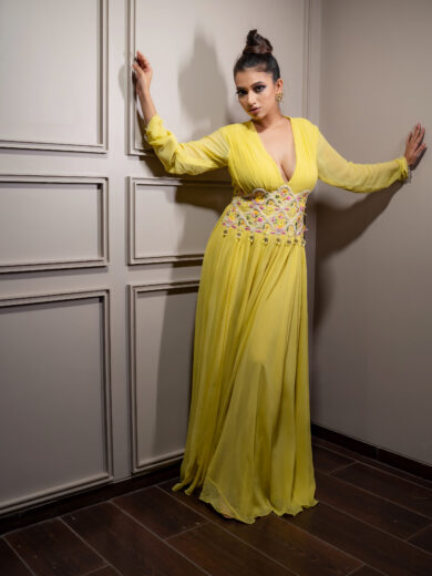 Georgette yellow long dress