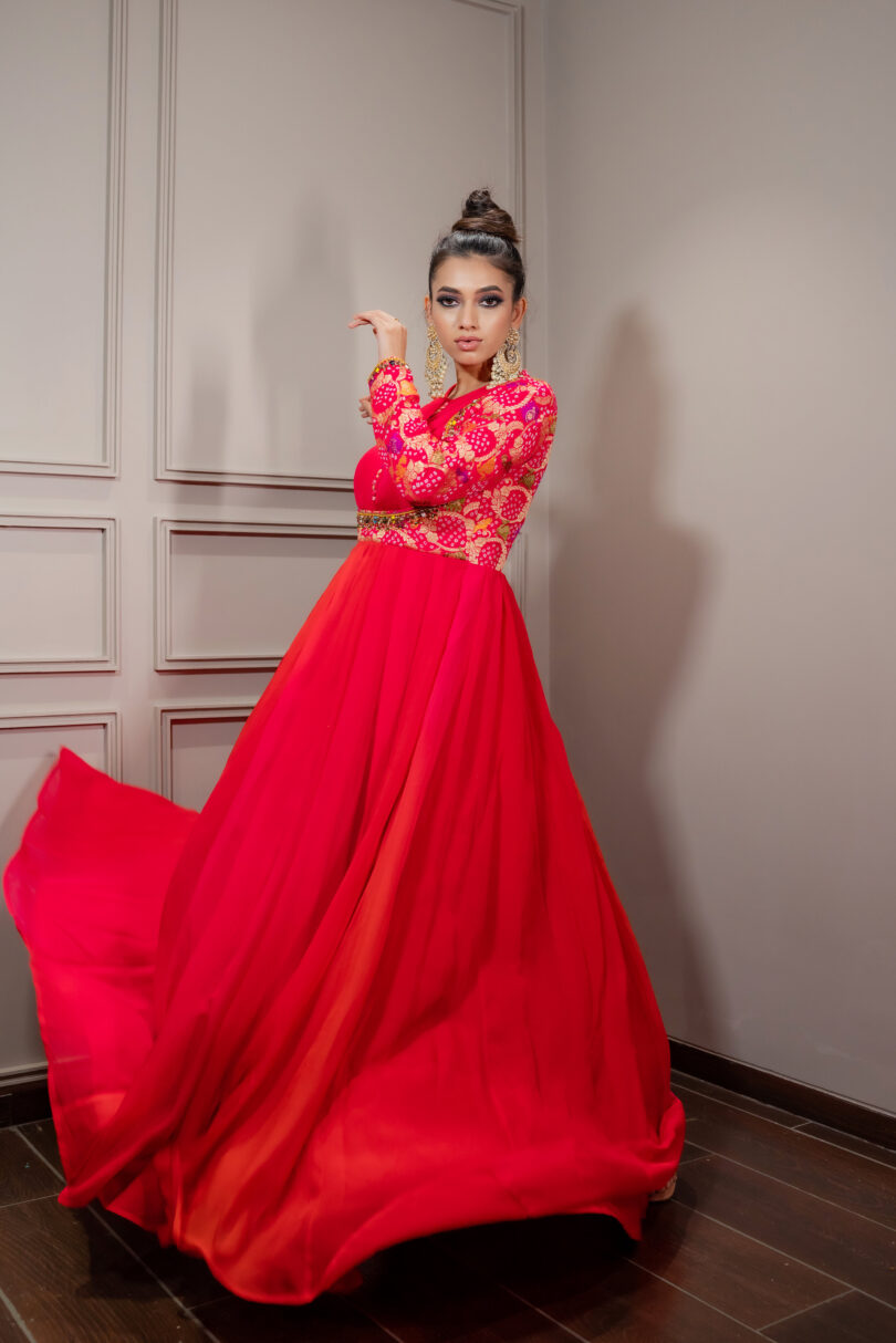 Heavy Organza Red Dress