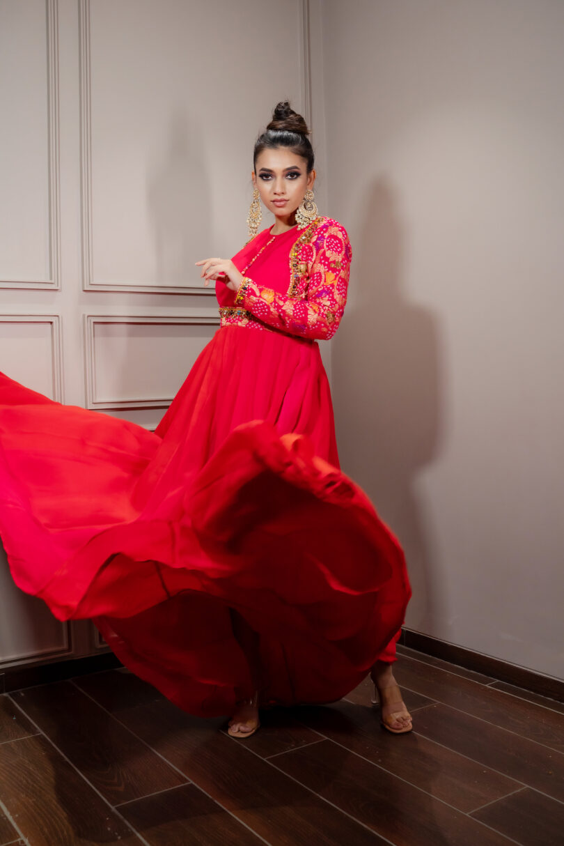 Heavy Organza Red Dress - Image 3