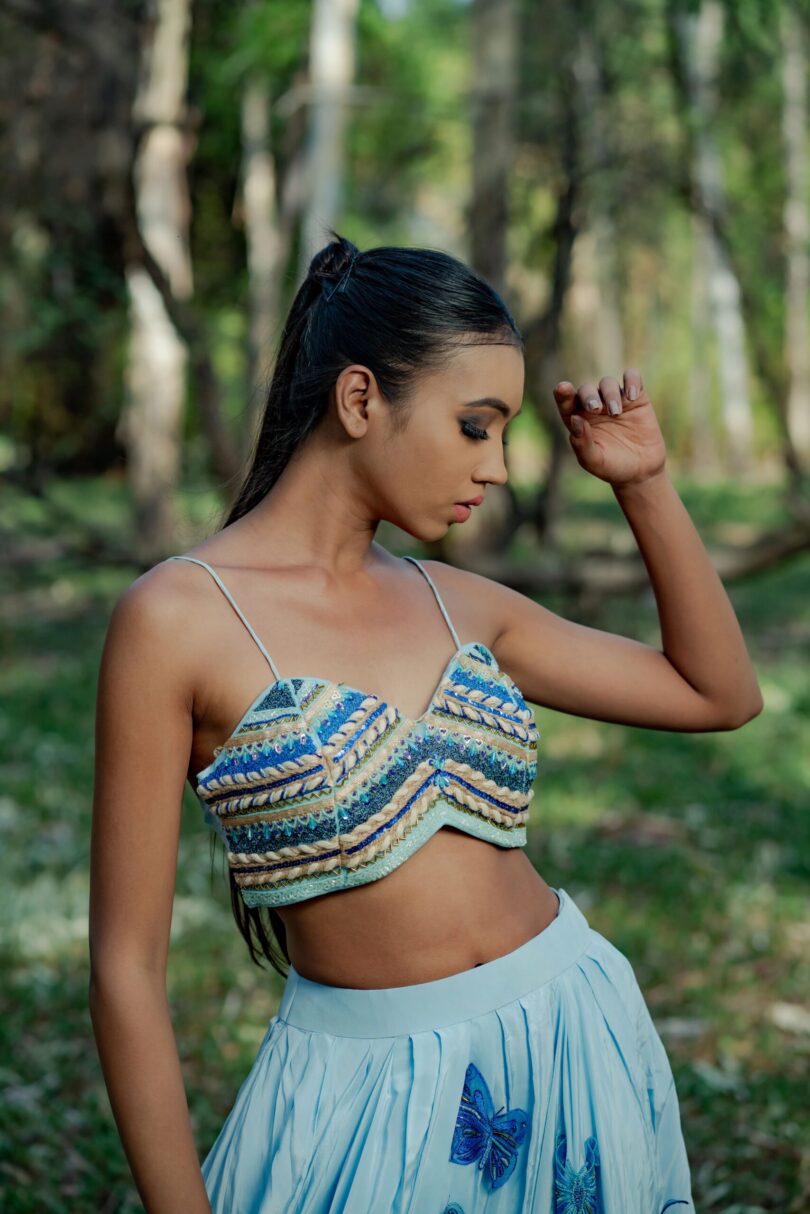 Icy Blue Butterfly Bliss Skirt Top Set - Image 3