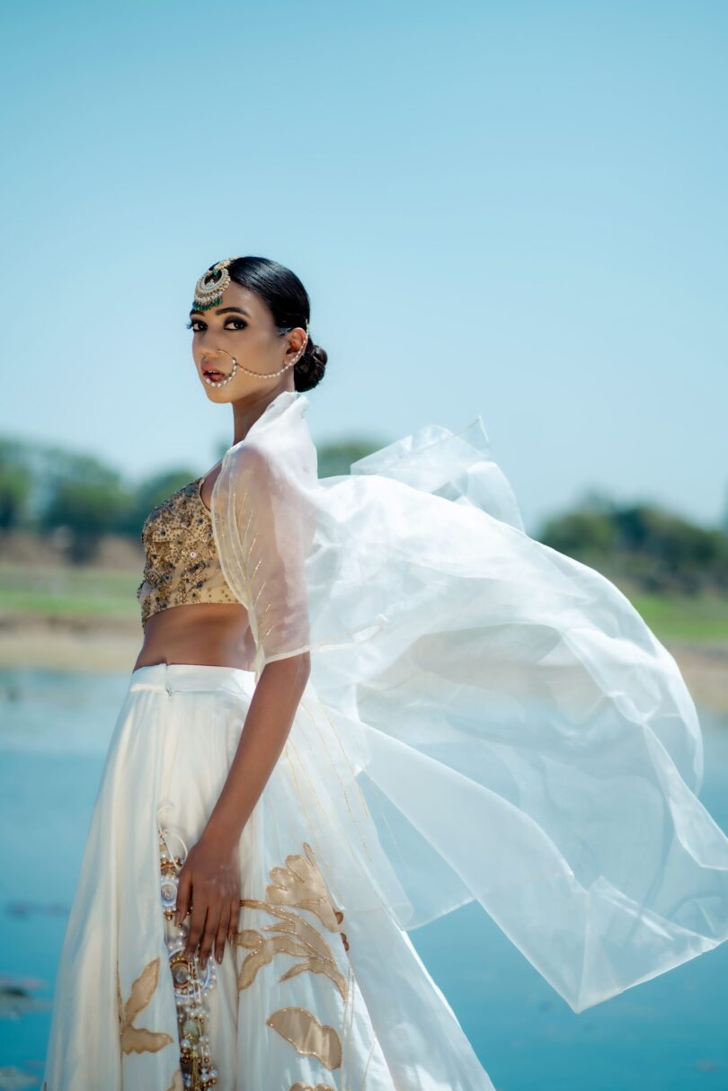 White and ivory embellished skirt set - Image 3