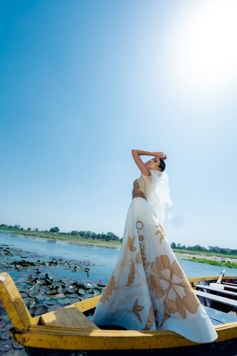 White and ivory embellished skirt set - Image 4