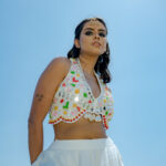 White Chanderi Skirt Top Set