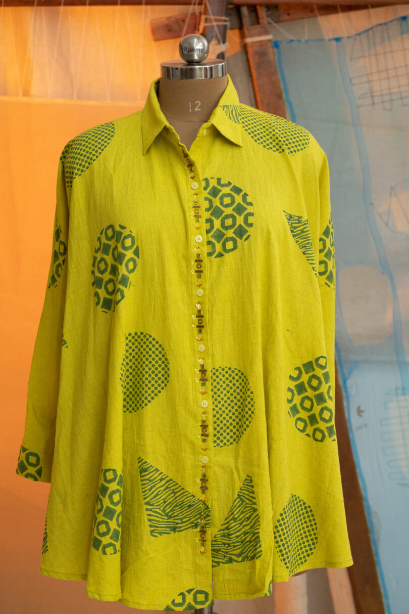 Yellow Flex block printed shirt