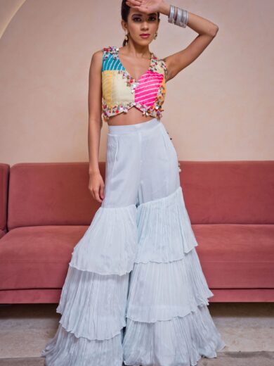 Multi Coloured Top and Flared Pants Set