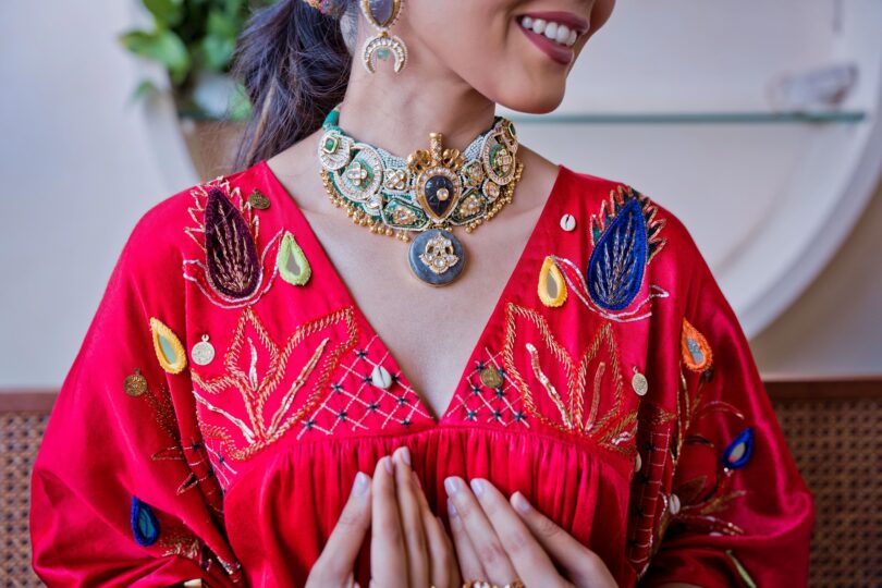Red Cape Kurta Set - Image 3