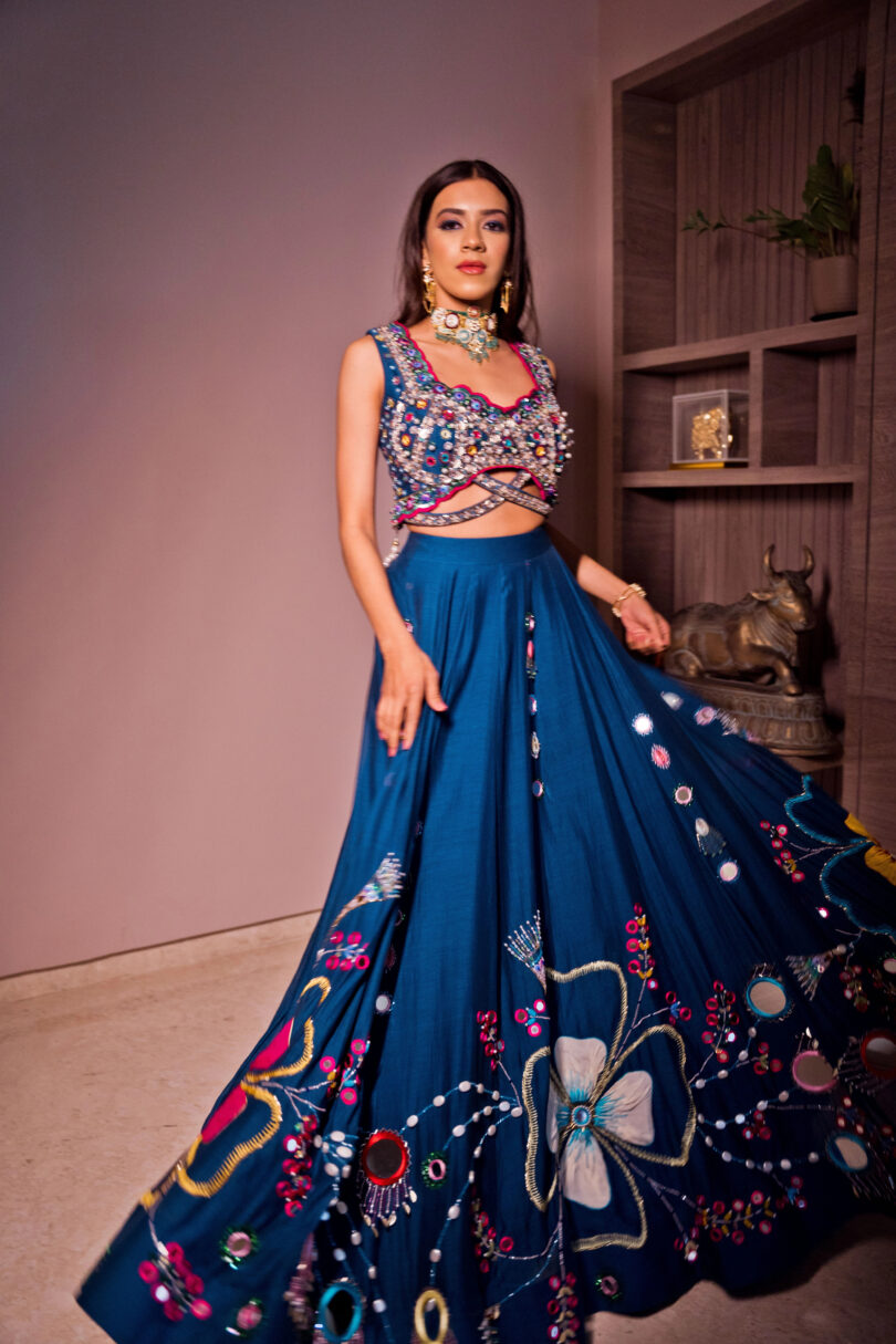 Navy Blue Lehenga Set - Image 3