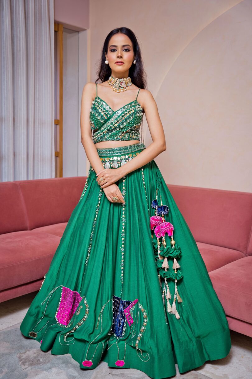 Green Lehenga Set - Image 4