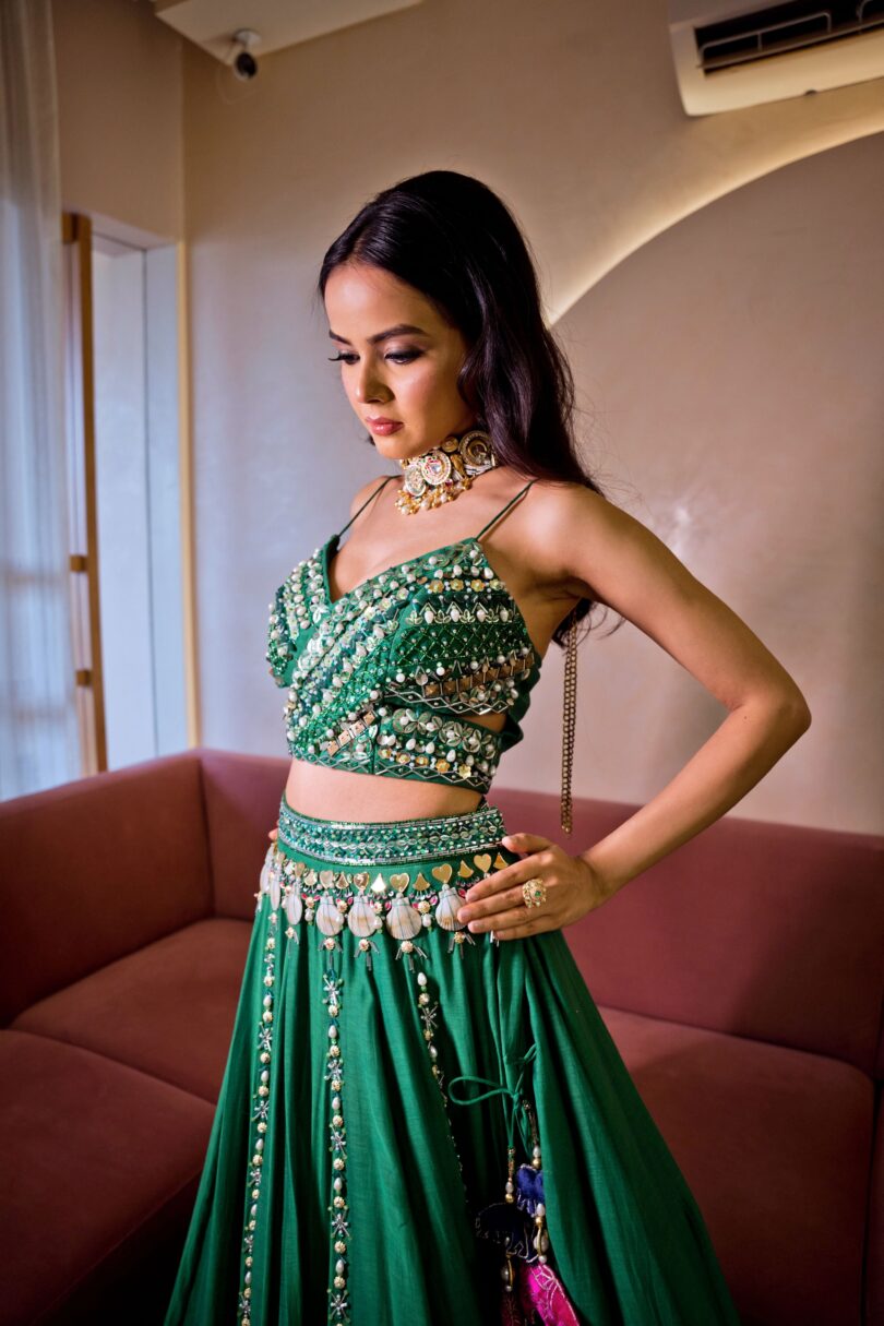 Green Lehenga Set - Image 2