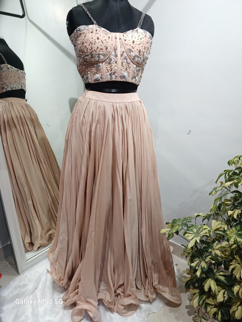 Nude Bustier and Skirt Set