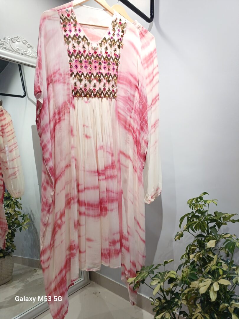Tie and Dye Pink Kaftan Set