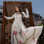 Jacket Style Choli To Long Wrinkled Dress