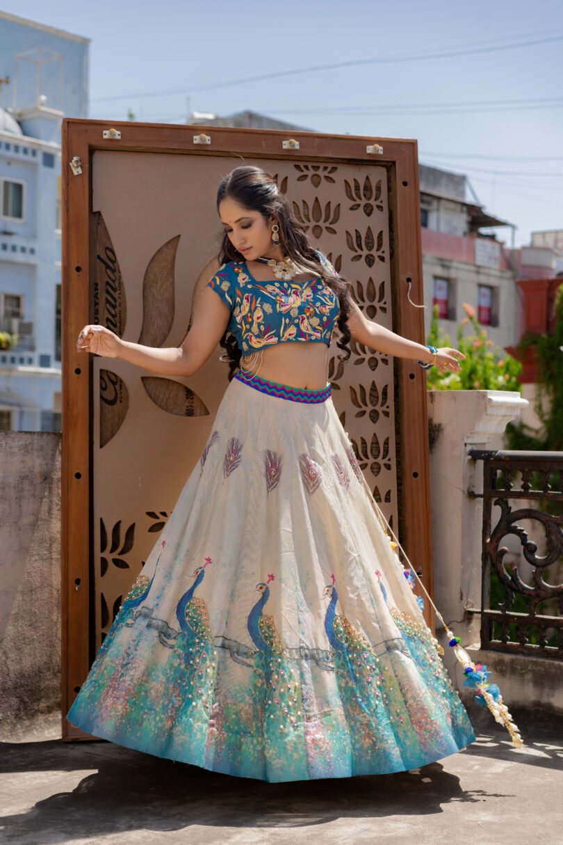 Jute Lehenga With Pure Organza Choli Set