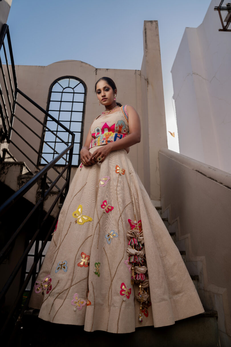Jute Rope Work Butterfly Patching Lehenga Set - Image 2