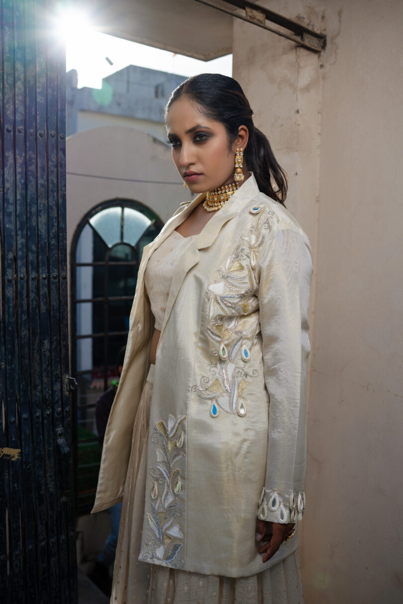 Ivory Skirt Top with Blazer - Image 3