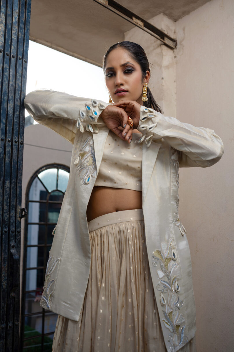 Ivory Skirt Top with Blazer - Image 4