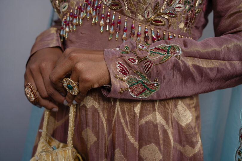 Brown Banarasi Silk Long Dress - Image 2